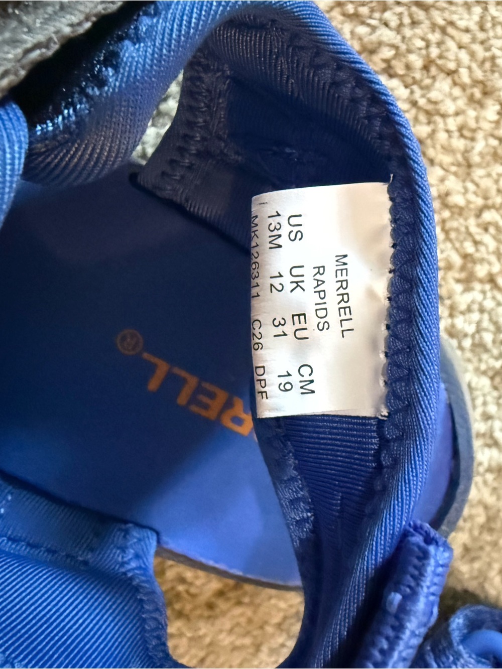 Merrell Kid’s Blue Adjustable Sandals - Picture 3 of 4